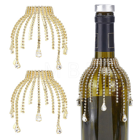 2Pcs Iron Rhinestone Glass Wine Glass Charms HJEW-OC00383-1