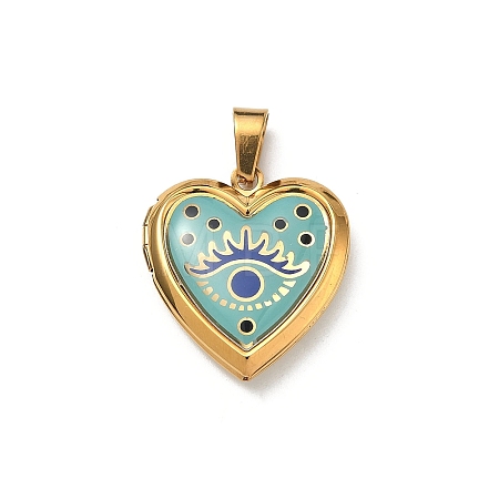 304 Stainless Steel Locket Pendants STAS-H255-02G-06-1