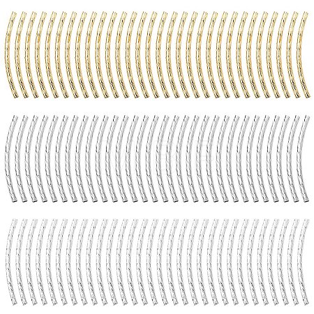 90Pcs 3 Colors Brass Tube Beads KK-YW0002-08B-1
