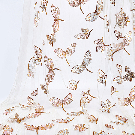 Butterfly & Dragonfly Pattern Polyester & Sequin Fabric FB-XCP0001-05-1