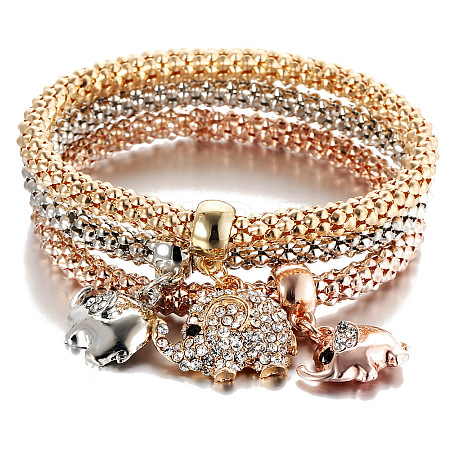3Pcs Alloy Rhinestone Charm Bangle Set FS-WG4938A-12-1