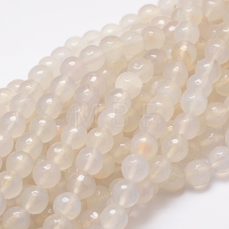 Dyed Natural White Agate Faceted Round Beads Strands G-E320B-10mm-06-1