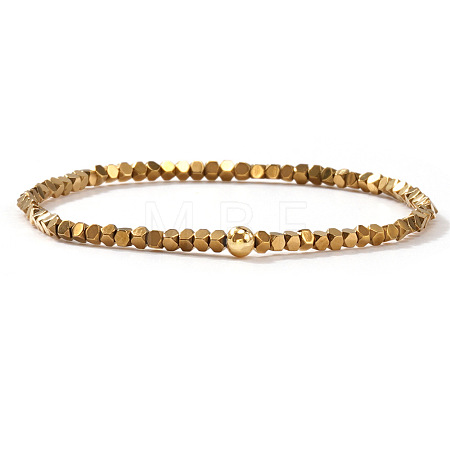 Bohemia Glass Seed Beads & Synthetic Non-magnetic Iron Hematite Beads Stretch Bracelets FI4586-6-1