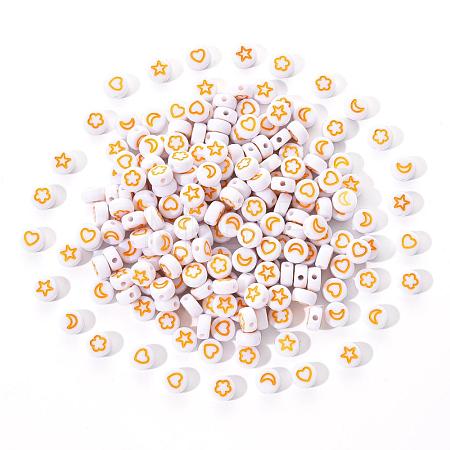 White Opaque Acrylic Beads MACR-YW0001-19F-1