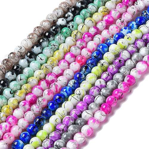 Drawbench & Baking Painted Glass Beads Strands GLAA-S176-M-1