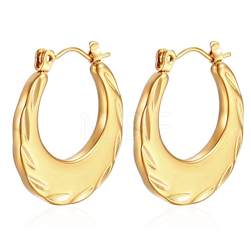 European and American Fashion Cross-border Floral Pattern Stainless Steel Oval Hoop Earrings PW-WG9963E-01-1