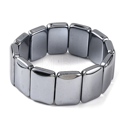 Rectangle Terahertz Stone Beaded Stretch Bracelets for Women Men BJEW-H590-05C-1