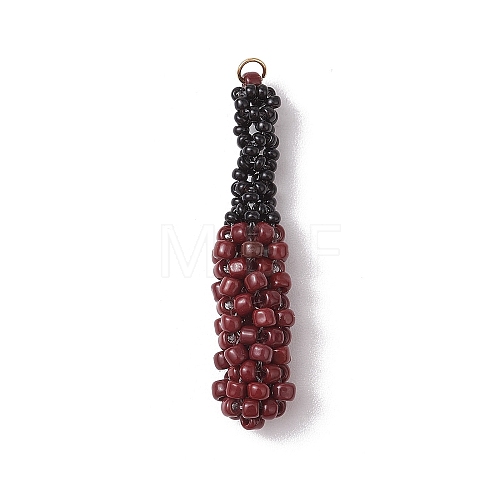 Glass Seed Beaded Baseball Bat Pendants PALLOY-MZ00552-01-1