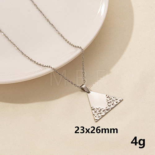 Stylish Stainless Steel Geometric Triangle Pendant Necklace for Women PD6789-5-1
