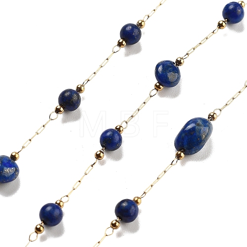 Handmade Nuggets Natural Lapis Lazuli Beaded Chains CHS-P019-06G-C-1