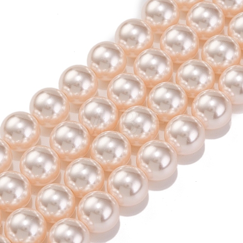 Baking Painted Pearlized Glass Pearl Round Bead Strands PEAR-H019-02D-01-1