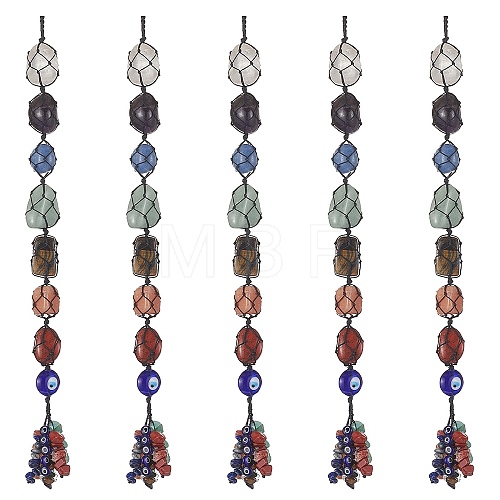 7 Chakra Nuggets Natural Gemstone Pocket Pendant Decorations HJEW-JM01049-01-1