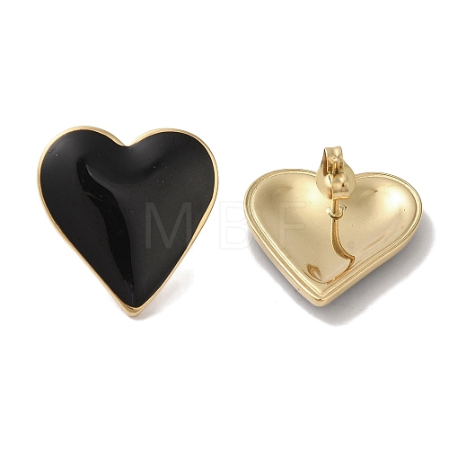 Heart 304 Stainless Steel Enamel Stud Earrings for Women EJEW-I303-21G-02-1