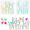 3Pcs 3 Styles Spring Theme PET Hollow Out Drawing Painting Stencils DIY-WH0394-0010-1