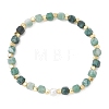 Natural Gemnstone & Brass & Shell Pearl Beaded Stretch Bracelets for Women BJEW-JB13499-3
