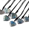 Natural Labradorite Heart Pendant Necklaces PW-WG04E68-01-1