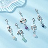 Alloy & Natural Amethyst & Natural Madagascar Rose Quartz & Shell Pearl & Natural Green Aventurine Pendant Decorations HJEW-JM04578-2