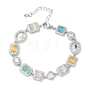 Brass Micro Pave Clear Cubic Zirconia Link Chain Bracelets for Women BJEW-C156-03P-4