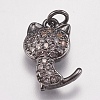 Brass Micro Pave Cubic Zirconia Kitten Charms ZIRC-E147-42-2