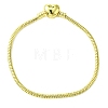 Brass Round Snake Chains with Alloy Heart Clasps Bracelets for Women BJEW-D041-03G-1