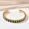 304 Stainless Steel & Cubic Zirconia Cuff Bangles for Women BJEW-T031-01C-2