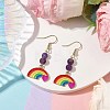 Rainbow Alloy Enamel & Natural Amethyst Dangle Earrings for Women EJEW-JE05923-2