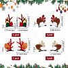 4 Pairs 4 Style Christmas Theme Antler Cloth & Iron Alligator Hair Clips PHAR-CP0001-16-2
