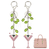 2Pcs Alloy Rhinestone Wine Glass Charm with K9 Glass Bead Keychains KEYC-OC00010-1