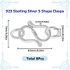 8Pcs 925 Sterling Silver S Shape Clasps STER-SC0001-18-2