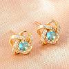 Brass Micro Pave Cubic Zirconia Stud Earrings for Women KK-A305-10G-3