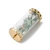 Glass Tube with Natural Green Aventurine Chip Beads Inside Pendants LS-FIND-B054-01G-03-2