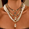 Zinc Alloy Enamel Rectangle Pendant 3 Layer Necklaces FS-WG84DD6-02-2