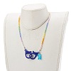 Rainbow Personalized Electroplate Glass Beaded Necklaces NJEW-JN03410-5