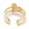 304 Stainless Steel Heart Open Cuff Rings for Women RJEW-K273-11G-3