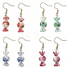 Printed Porcelain & Glass Dangle Earrings EJEW-JE07486-3