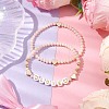 2Pcs 2 Styles Frosted Faceted Glass Beaded Stretch Bracelet Sets BJEW-JB10452-02-2