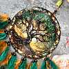 Tree of Life Resin & Acrylic & Woven Net/Web with Feather Hanging Ornaments HJEW-A013-02-3