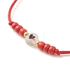 2Pcs Flat Round with Heart Acrylic Braided Bead Bracelets Set with Glass Seed BJEW-JB08034-02-6