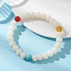 9MM Round Synthetic Turquoise & Natural Quartz Crystal & Carnelian & Rondelle Natural Bodhi Root Beaded Stretch Bracelets for Women & Girls BJEW-TA00724-2
