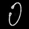 Simple Silver Color Plated Brass Cuff Bangles Torque Bangles BJEW-BB00632-4