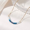 Dyed Natural Malaysia Jade Faceted Rondelle Beaded 304 Stainless Steel Satellite Chain Necklaces for Women NJEW-JN05783-03-1