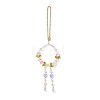 Electroplate Glass & Natural Rose Quartz Pendant Decorations HJEW-JM04550-2