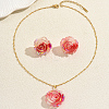 Iridescent Resin Rose Pendant Necklace & Stud Earrings Set for Women NZ6589-5