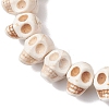 Halloween Synthetic Magnesite Skull Beaded Stretch Bracelets for Women BJEW-JB10521-3