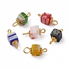 Cube Handmade Millefiori Glass Connector Charms PALLOY-JF00578-30A-1