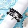 Natural Obsidian and Natural Lava Rock Bracelets Set for Women Men BJEW-JB11097-3