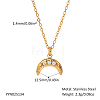Stainless Steel Micro Pave Cubic Zirconia Moon Pendant Necklaces for Women LI0948-1-1