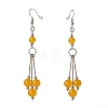 Natural Malaysia Jade Ball Beads Long Dangle Earrings for Lady EJEW-JE04680-5