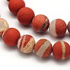 Frosted Round Natural White Lace Red Jasper Beads Strands G-N0166-57-10mm-2