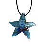 Starfish Millefiori Glass Pendant Waxed Cord Necklaces FS-WG7586D-01-2